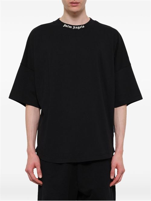 T-shirt Palm Angels da uomo nera con piccolo logo sul petto PALM ANGELS | PAMAA005JR0021003